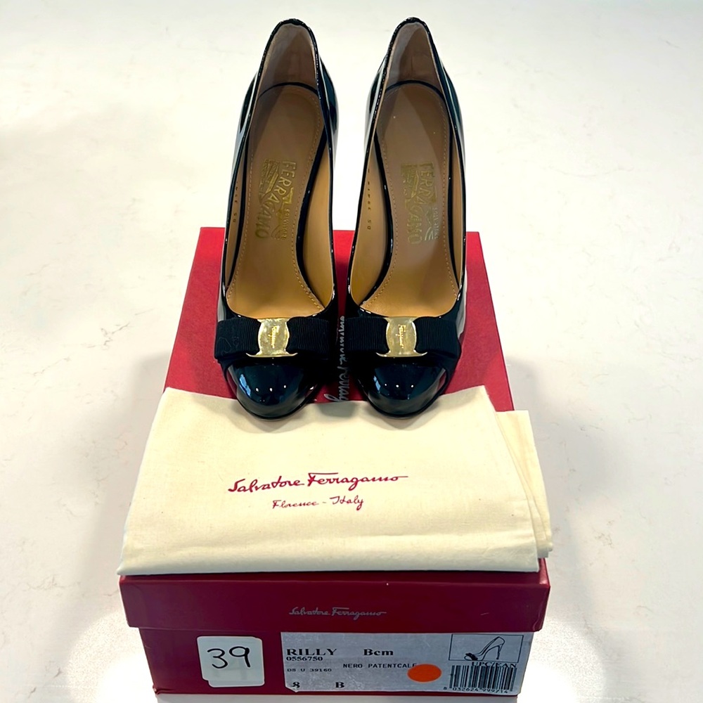 Ferragamo Rilly Patent Leather Pumps